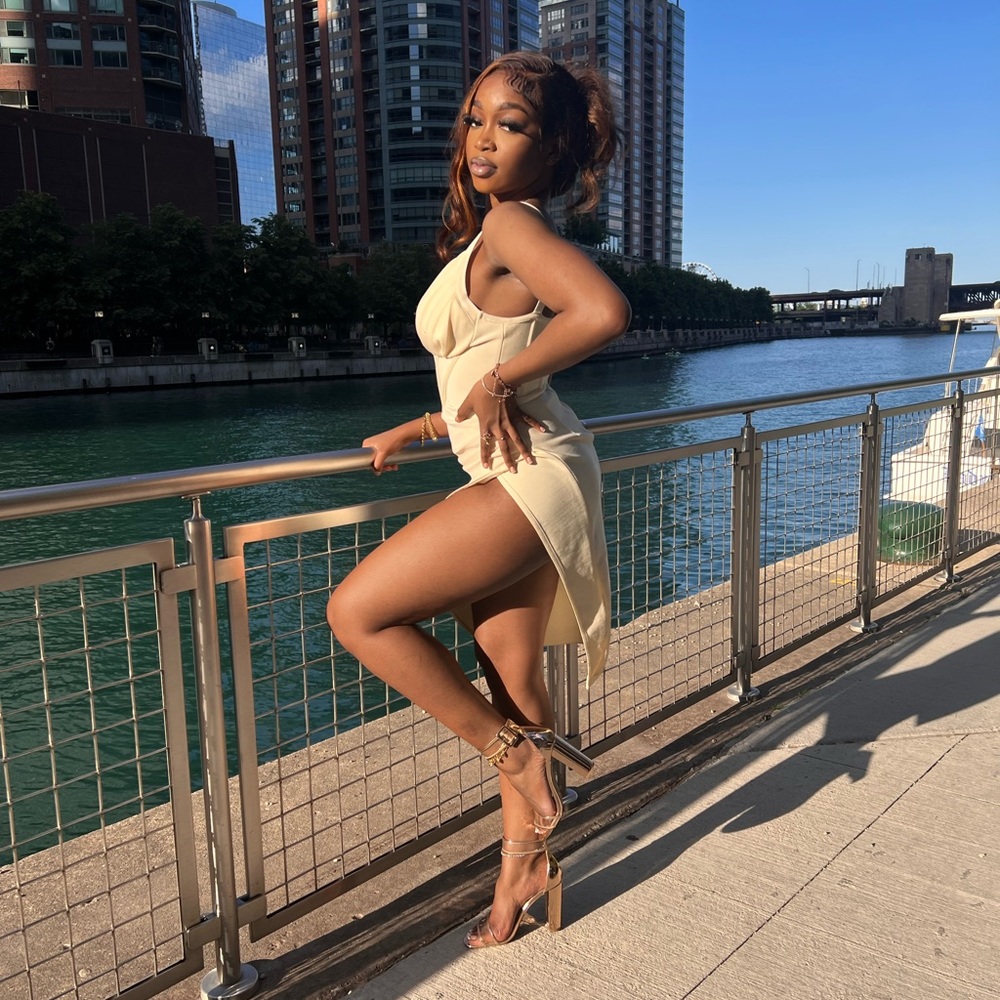 Nude Slit Dress